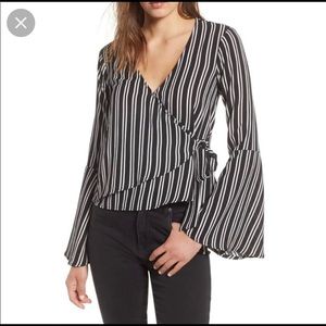 Chloe & Katie wrap top with bell sleeves